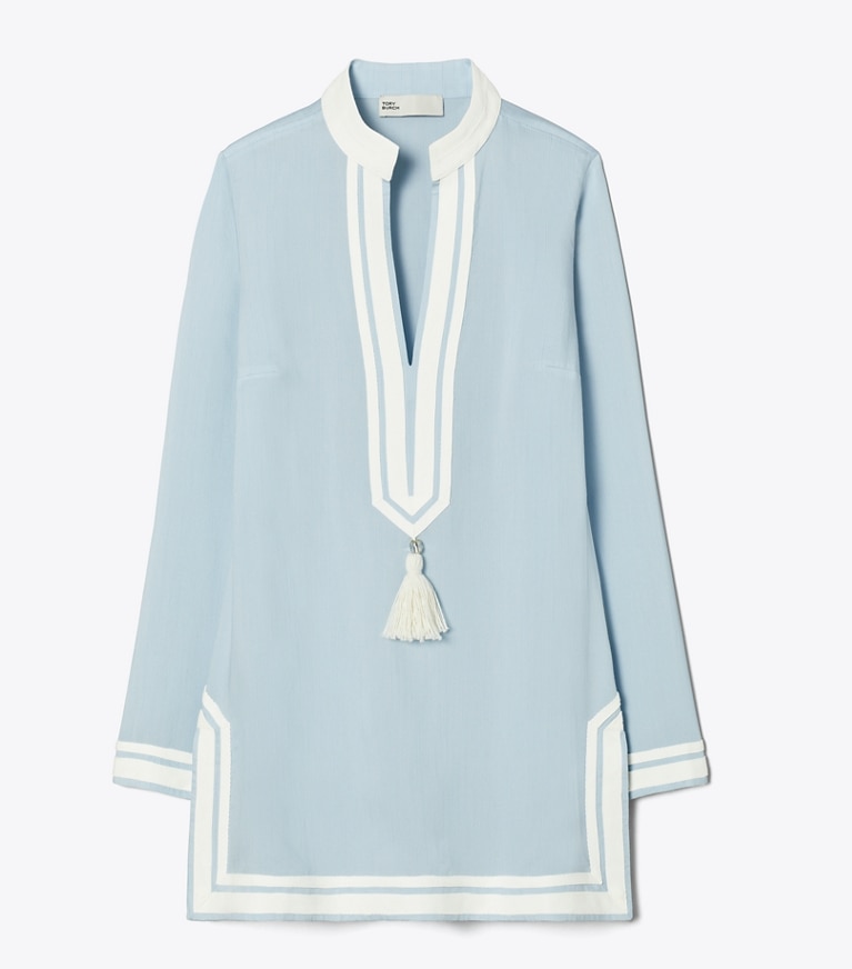 Tory Burch designer coverups Striped Tory Tunic in Light Blue Sky front
