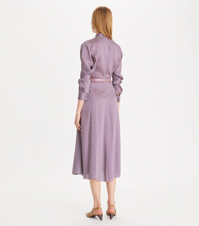 Tory Burch designer dresses Striped Viscose Shirtdress in Purple Candy Stripe front