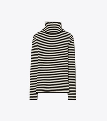 Tory Burch Women's Ribbed Cotton Pullover Black