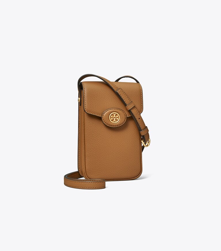 Tory Burch designer kleine taschen Strukturierte Robinson Crossbody Bag fürs Smartphone in Tiger'S Eye angle