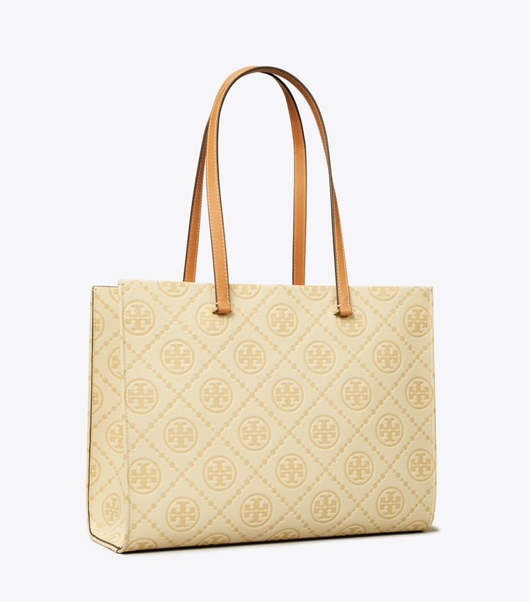 Tory Burch designer tote bags Strukturierte Tote Bag mit T-Monogramm in Biscotti angle