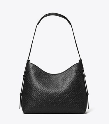 Tory Burch designer schultertaschen Strukturierte Umhängetasche mit T-Monogramm in Black front