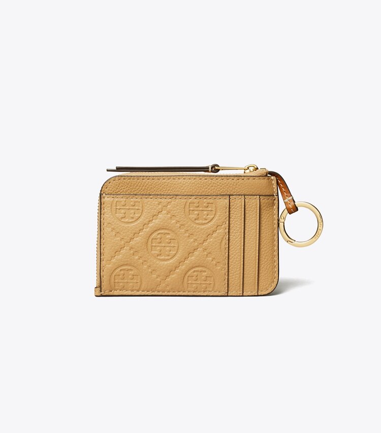 Tory Burch designer kartenetuis Strukturiertes Kartenetui im Kuvert-Stil mit Reißverschluss in Biscotti zurück