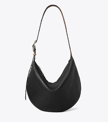 Tory Burch designer shoulder bags Studded Balloon Bag in Black front