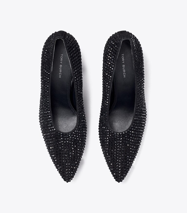 Tory Burch designer ヒール スタッズ パンプス in PERFECT BLACK / Jet angle