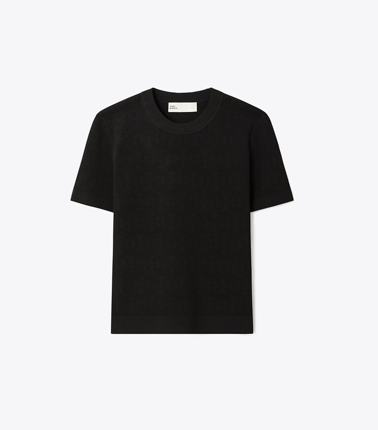 Tory Burch diseñador suéteres Suéter de jacquard con monograma T en Black frente