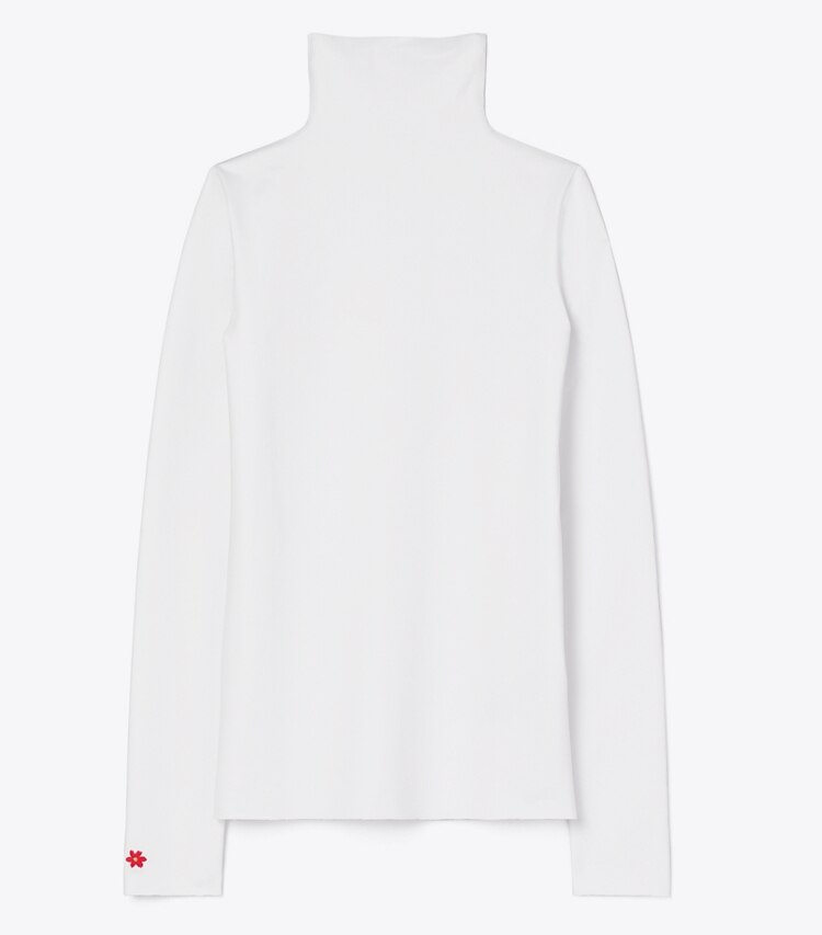 Tory Burch diseñador partes de arriba Suéter de punto con cuello alto en Marshmallow frente