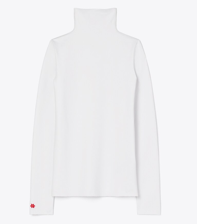 Tory Burch diseñador partes de arriba Suéter de punto con cuello alto en Marshmallow frente