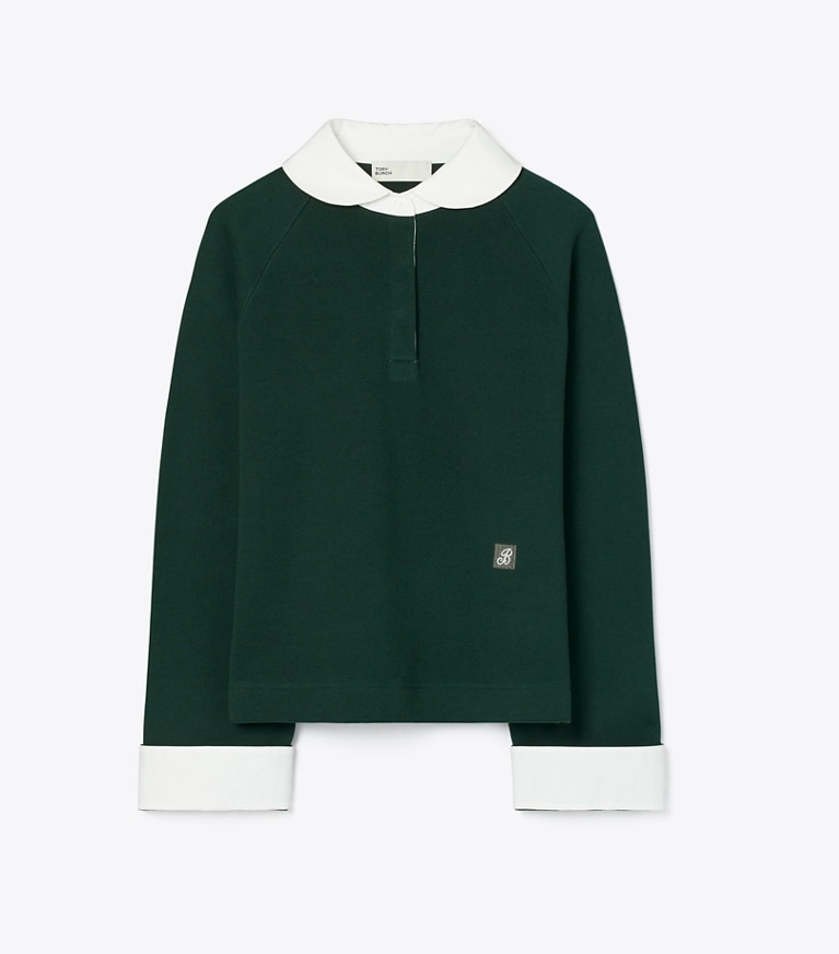 Tory Burch diseñador jerséis Suéter estilo rugby en Deep Green frente