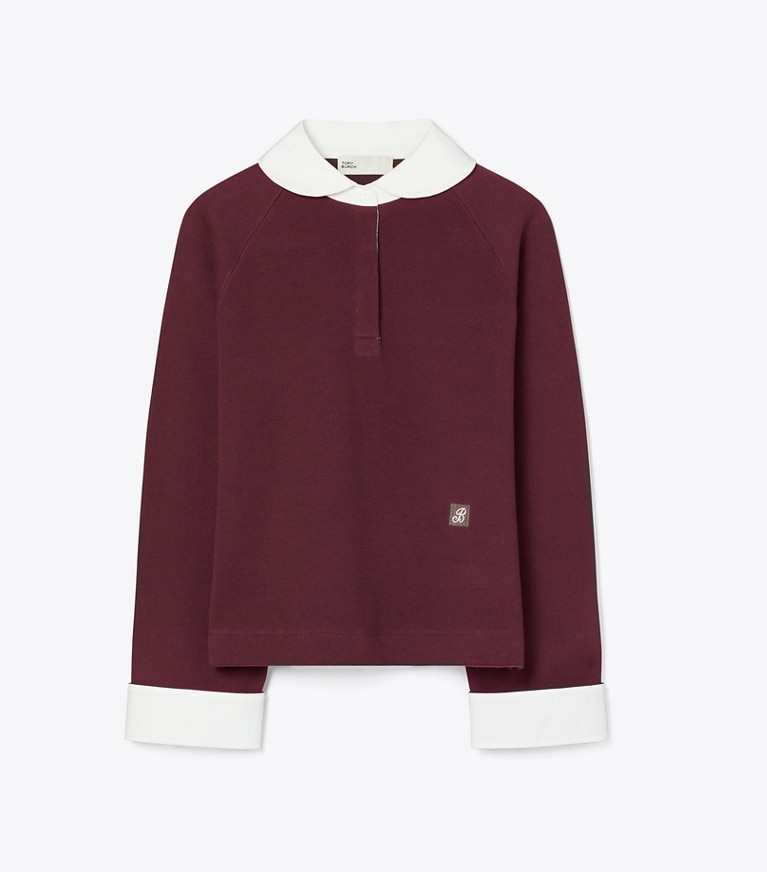 Tory Burch diseñador jerséis Suéter estilo rugby en Mahogany Red frente