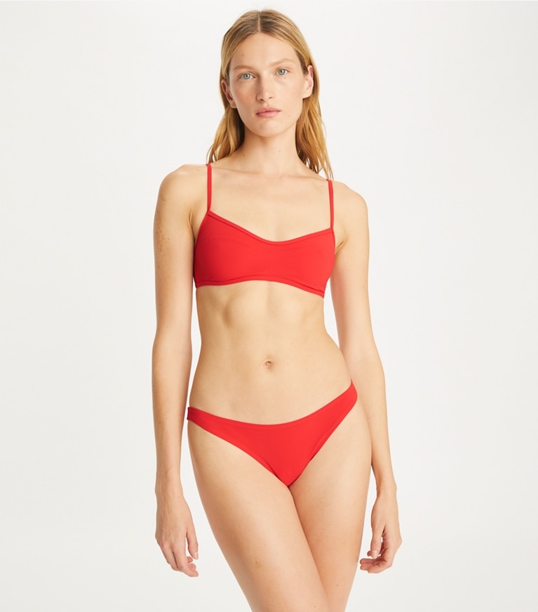 Tory Burch designer two pieces Sublime Bikini Bottom in Sublime Coral front