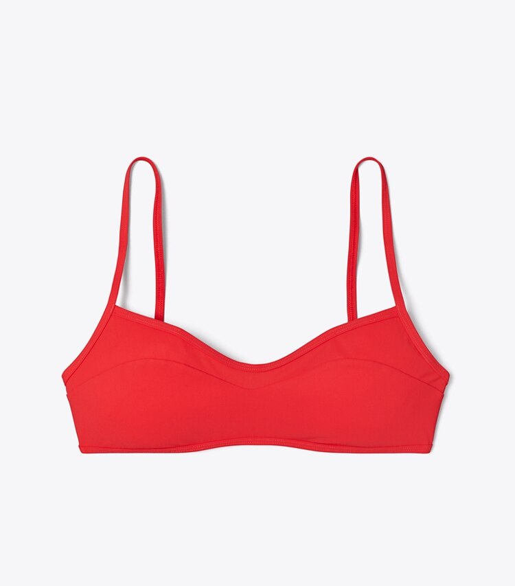 Tory Burch designer two pieces Sublime Bikini Top in Sublime Coral front