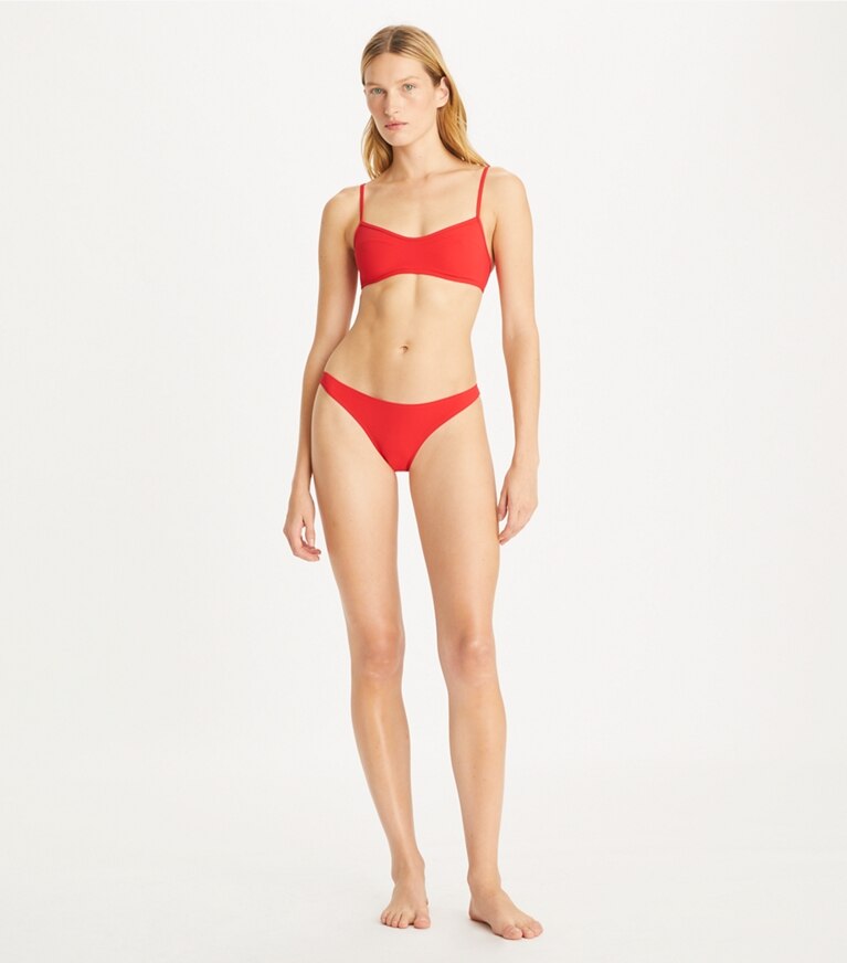 Tory Burch designer two pieces Sublime Bikini Top in Sublime Coral front