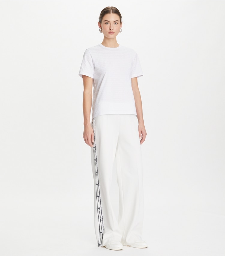 Tory Burch designer tops Sublime Cotton T-Shirt in White Sublime on model front