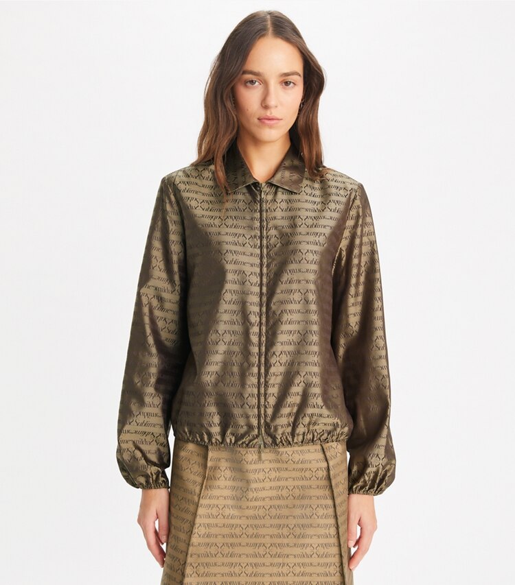 Tory Burch designer tops Sublime Jacquard Shirt in Beige Sublime on model detail