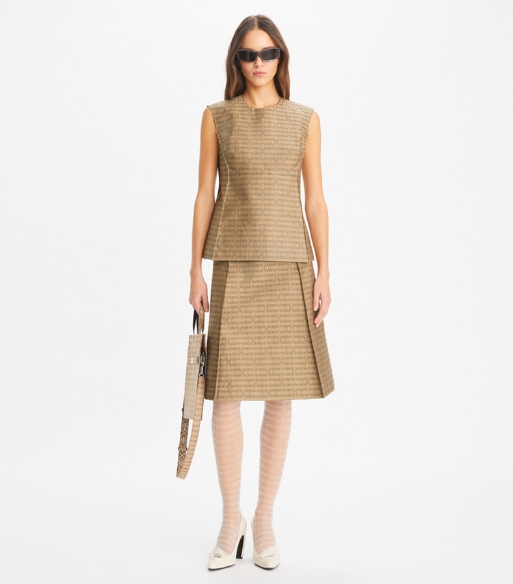 Tory Burch designer ボトムス サブライム ジャカード スカート in Beige Sublime モデル前面