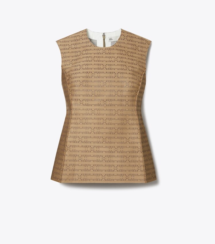 Tory Burch designer トップス サブライム ジャカード トップス in Beige Sublime front