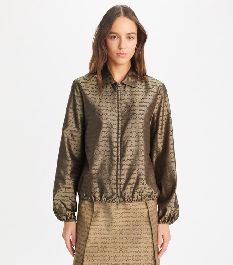 Tory Burch designer oberteile Sublime Jacquardhemd in Beige Sublime on model detail