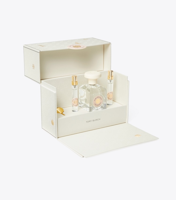 Tory Burch designer perfume Sublime Rose Charm Gift Set in SUBLIME ROSE PINK detail