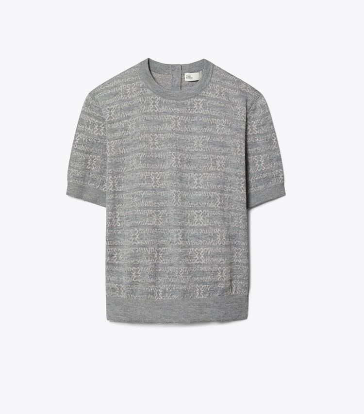 Tory Burch designer sweaters Sublime Wool Mockneck in Steel Slate Melange / Light Silver Gray front