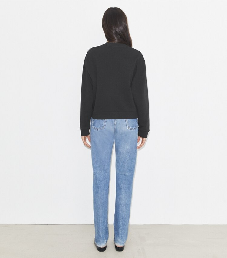 Tory Burch diseñador suéteres Sudadera con logotipo de cristales en Embellished Black parte posterior en modelo