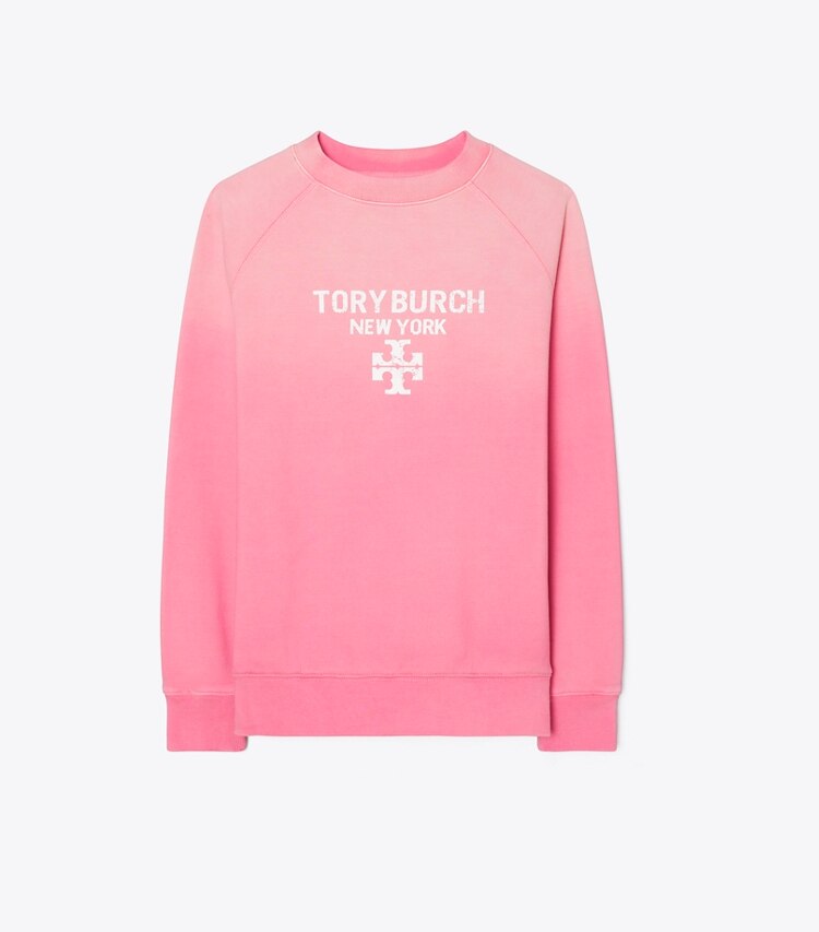 Tory Burch diseñador suéteres Sudadera de algodón desgastada en Vivid Bubblegum frente