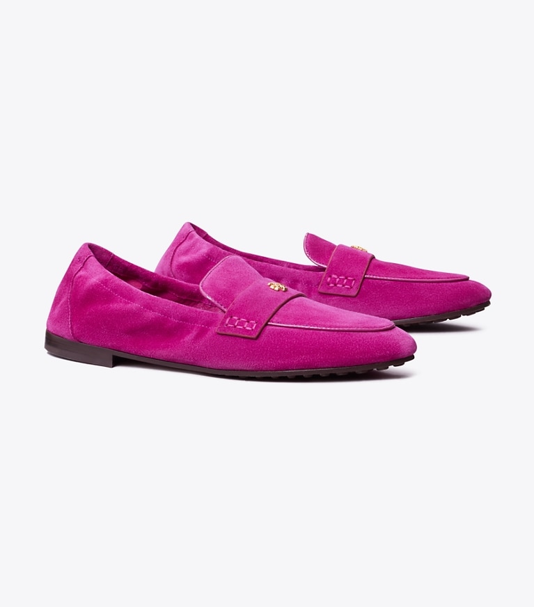 Tory Burch designer flats Suede Ballet Loafer in Fuchsia angle