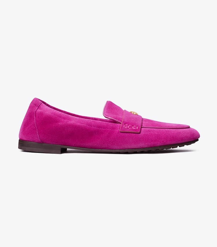 Tory Burch designer flats Suede Ballet Loafer in Fuchsia side