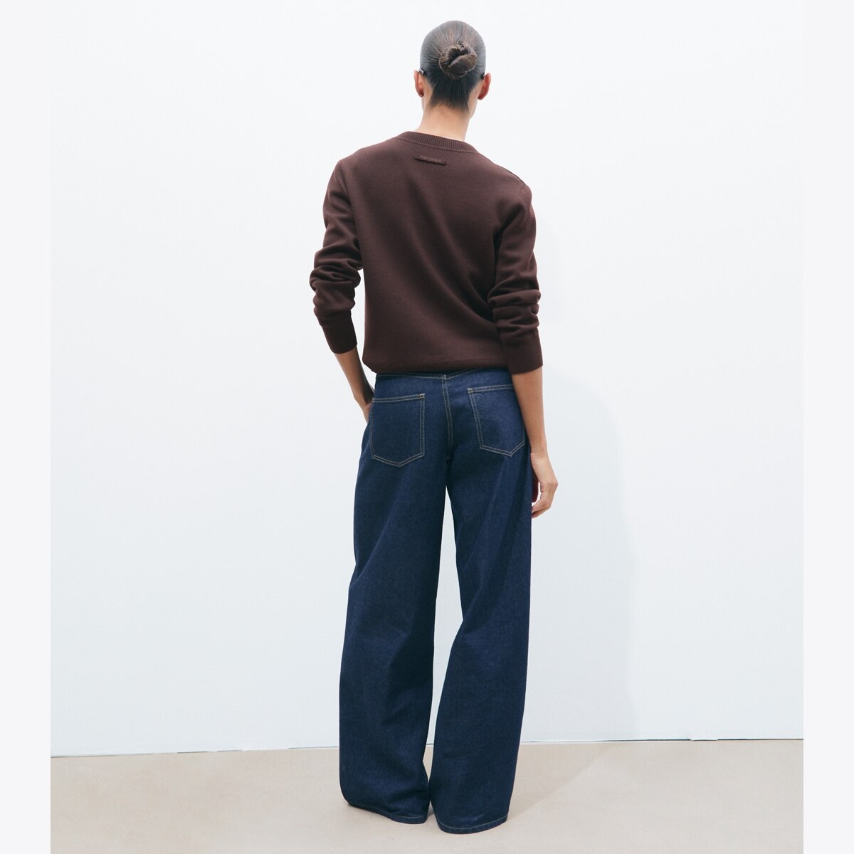 SUEDE FRONT WOOL SWEATER - thumbnail 5