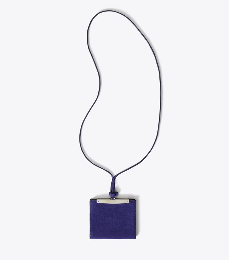 Tory Burch designer wallets Suede Lanyard in Navy Day detail