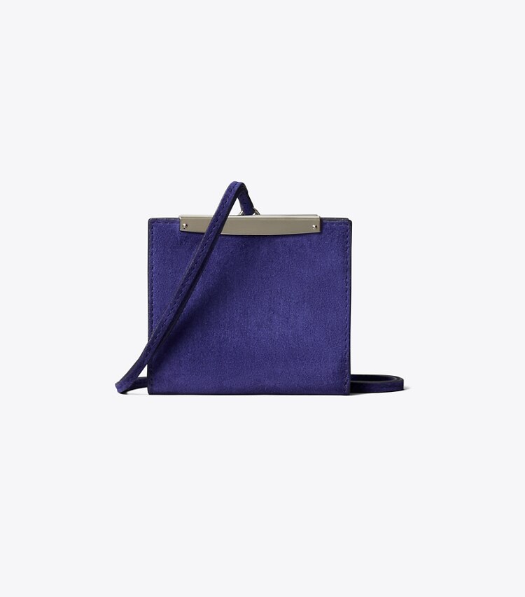 Tory Burch designer wallets Suede Lanyard in Navy Day front