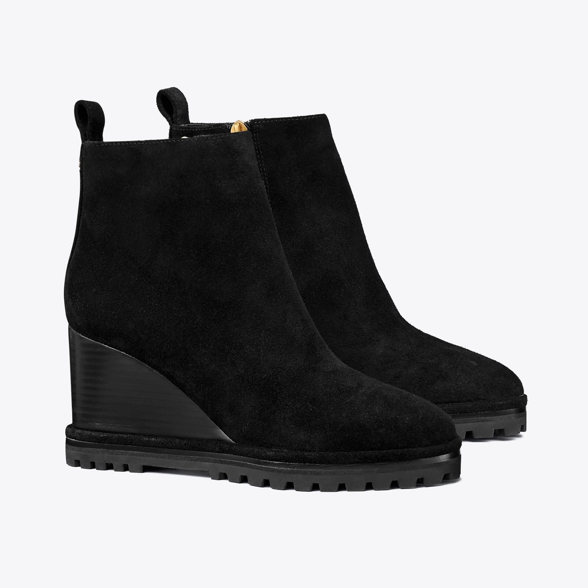 Suede Logo Lug Sole Wedge Boot: Women's Designer Ankle Boots