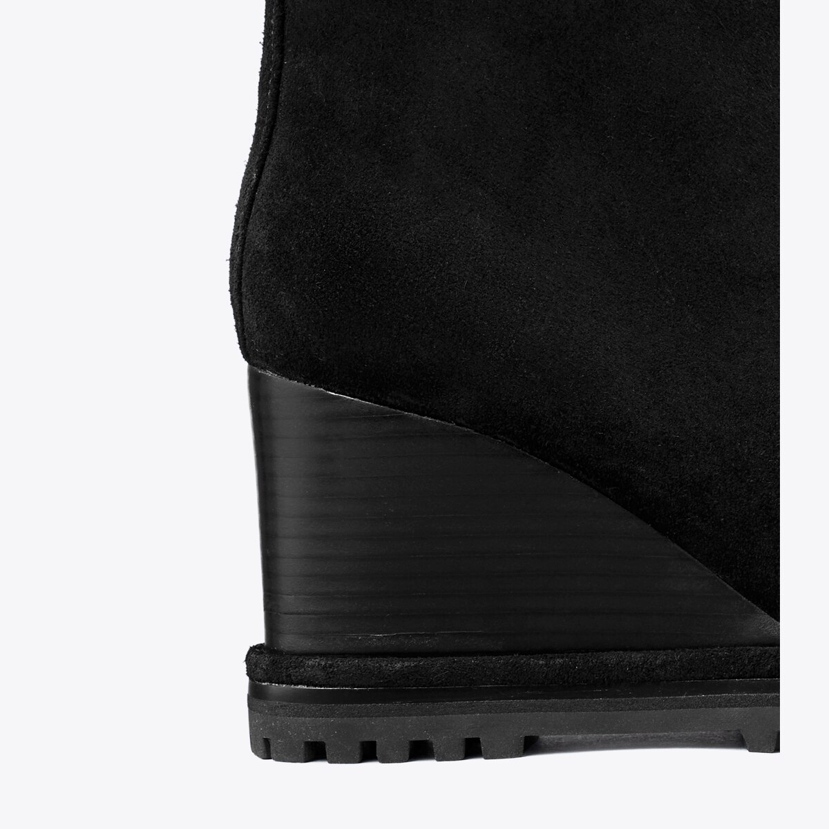 Suede Logo Lug Sole Wedge Boot: Women's Designer Ankle Boots