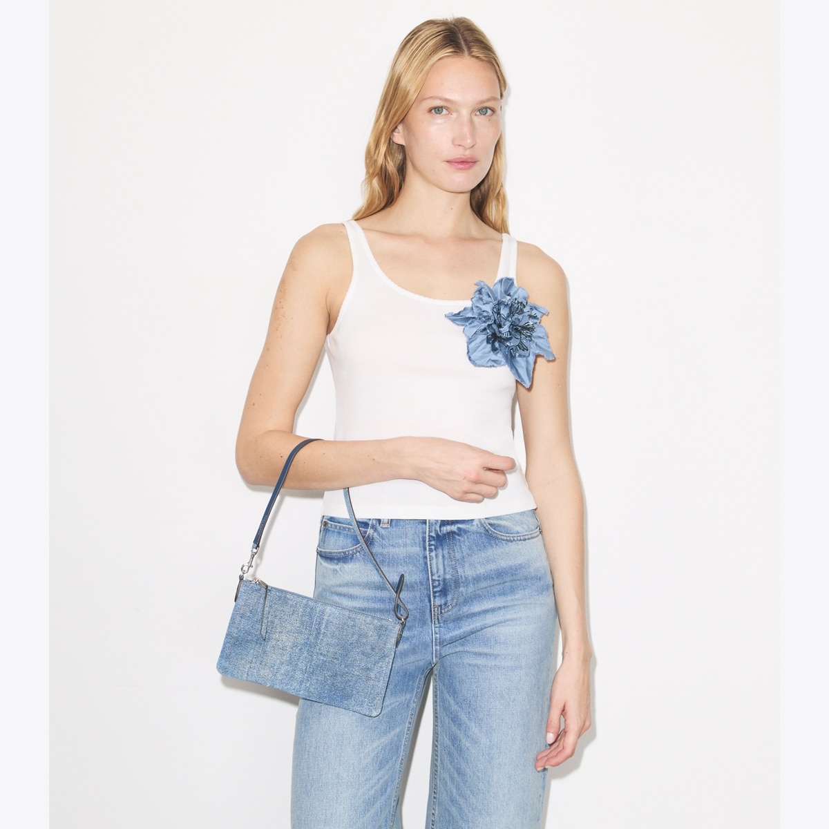 SUEDE PRINT DENIM POCHETTE - thumbnail 2