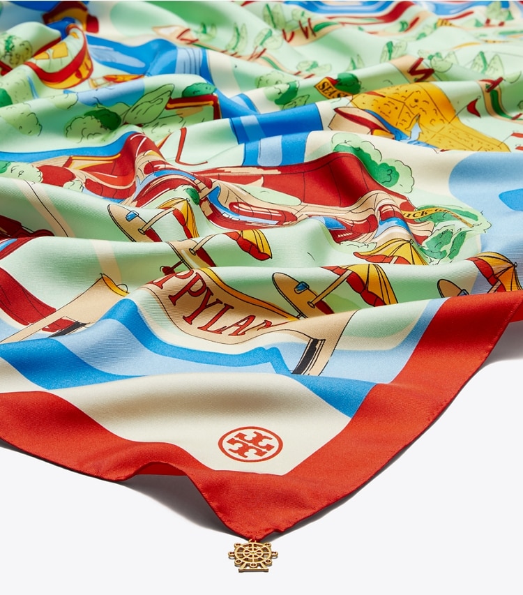 Tory Burch designer scarves Summer Carnival Silk Square Scarf  in Mint detail
