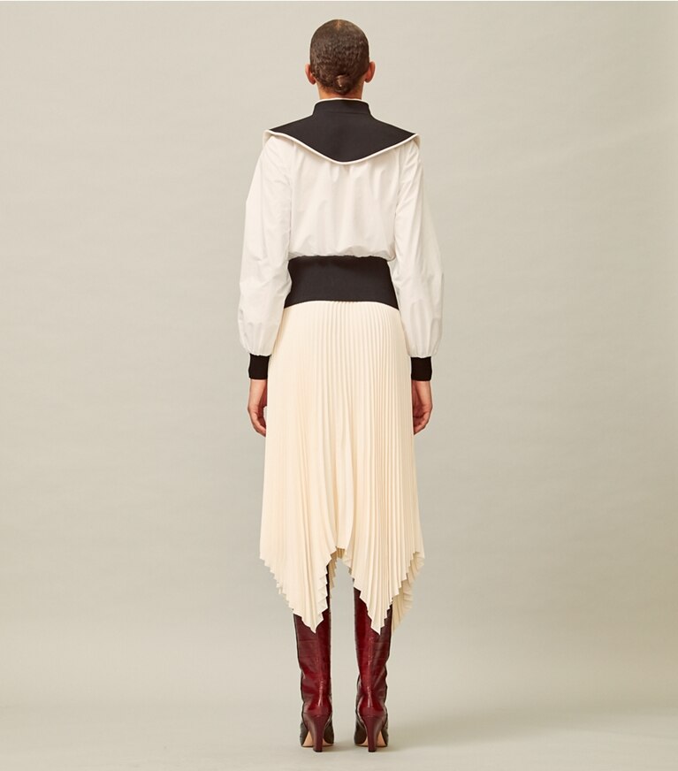 Tory Burch designer bottoms Sunburst Pleated Skirt in New Ivory front