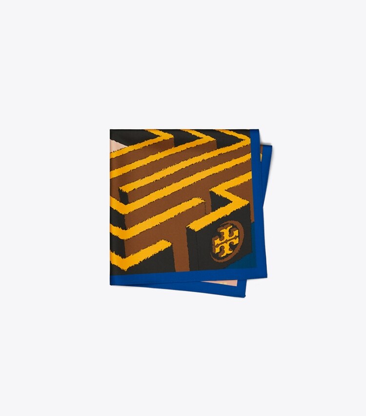 Tory Burch designer scarves Surreal Tory Maze Neckerchief in Orange folded