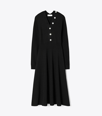 Tory Burch designer dresses Sweater Dress in Black front