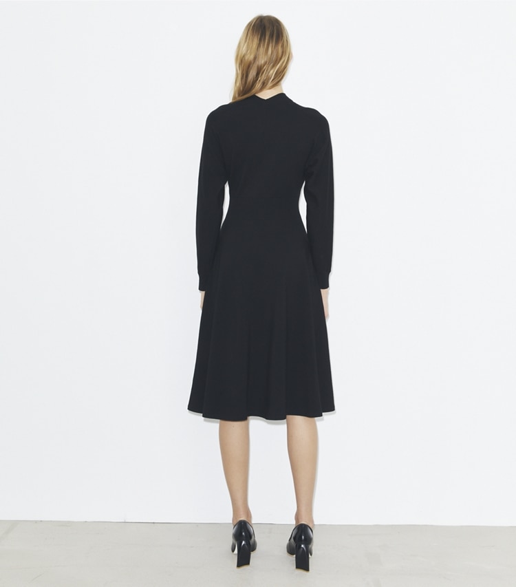 Tory Burch designer dresses Sweater Dress in Black on model back
