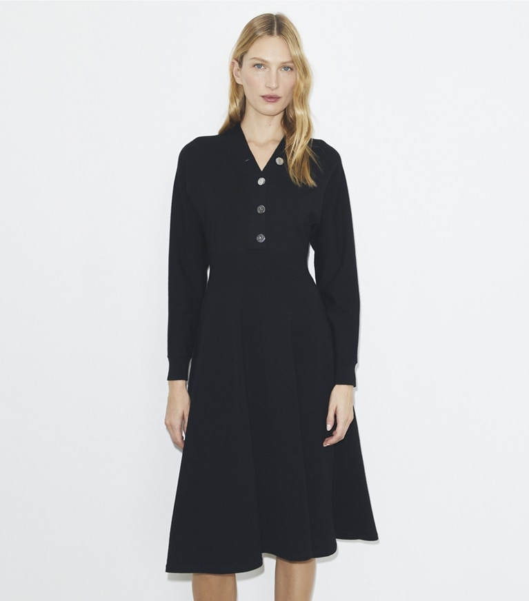 Tory Burch designer dresses Sweater Dress in Black front
