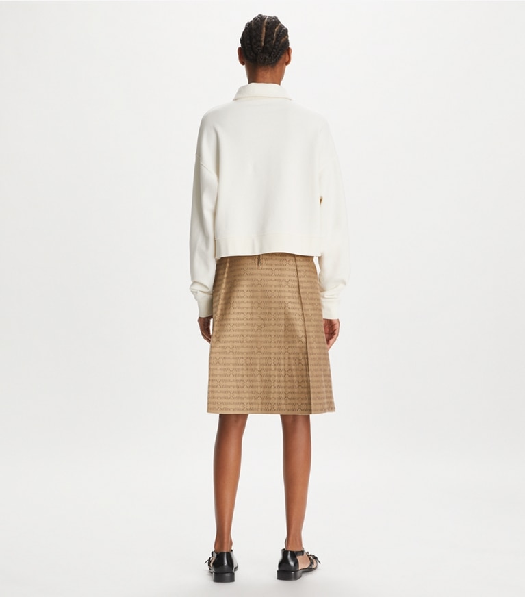 Tory Sport designer sweaters Sweatshirt à logo en molleton in Ivory White front