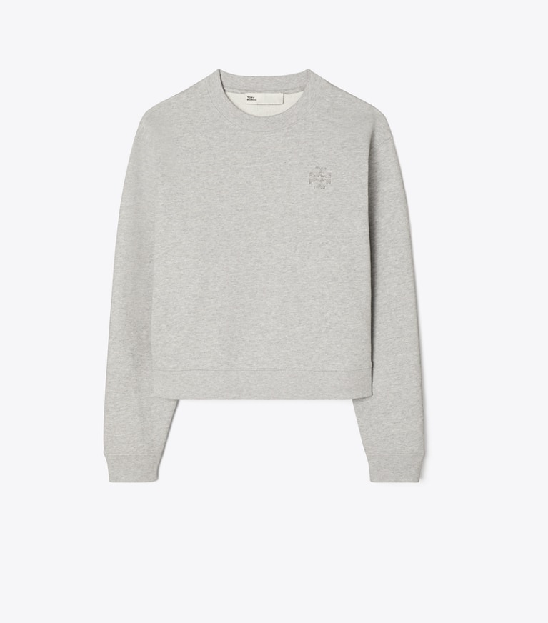 Tory Burch designer strickware Sweatshirt aus schwerem French Terry in Medium Grey Heather front
