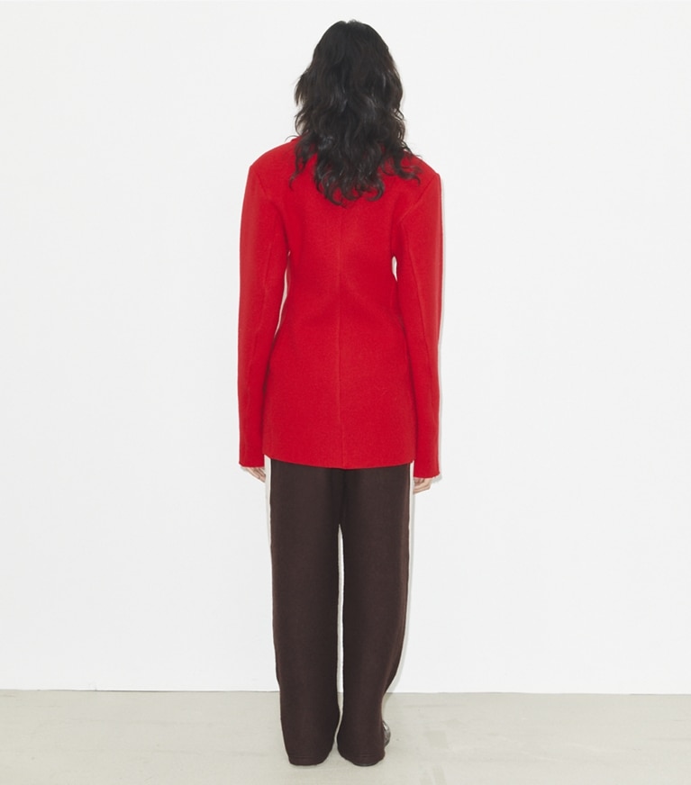 Tory Burch designer oberteile Sweatshirt aus Wolle mit halblangem Reißverschluss in Royal Red front