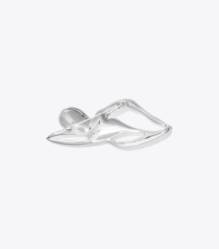 Tory Burch designer hair pins Swimmer Brooch in Light Silver back
