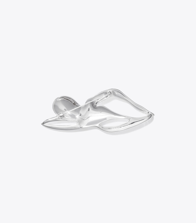 Tory Burch designer hair pins Swimmer Brooch in Light Silver front
