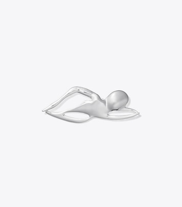 Tory Burch designer hair pins Swimmer Brooch in Light Silver front