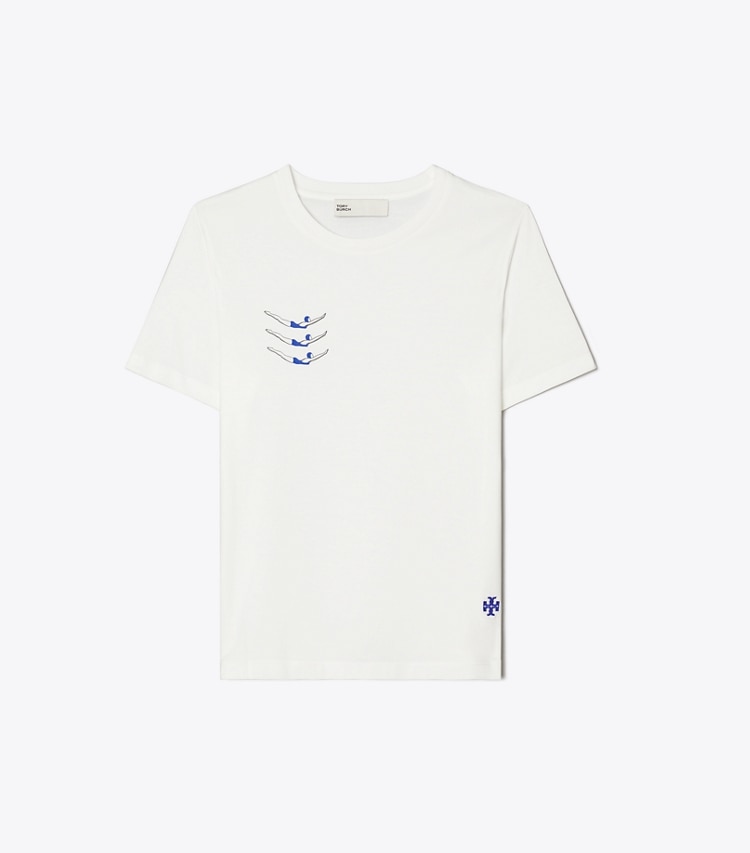 Tory Burch designer tops Swimmers Cotton T-Shirt in White front