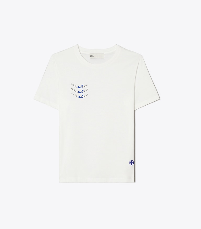 Tory Burch designer tops Swimmers Cotton T-Shirt in White front