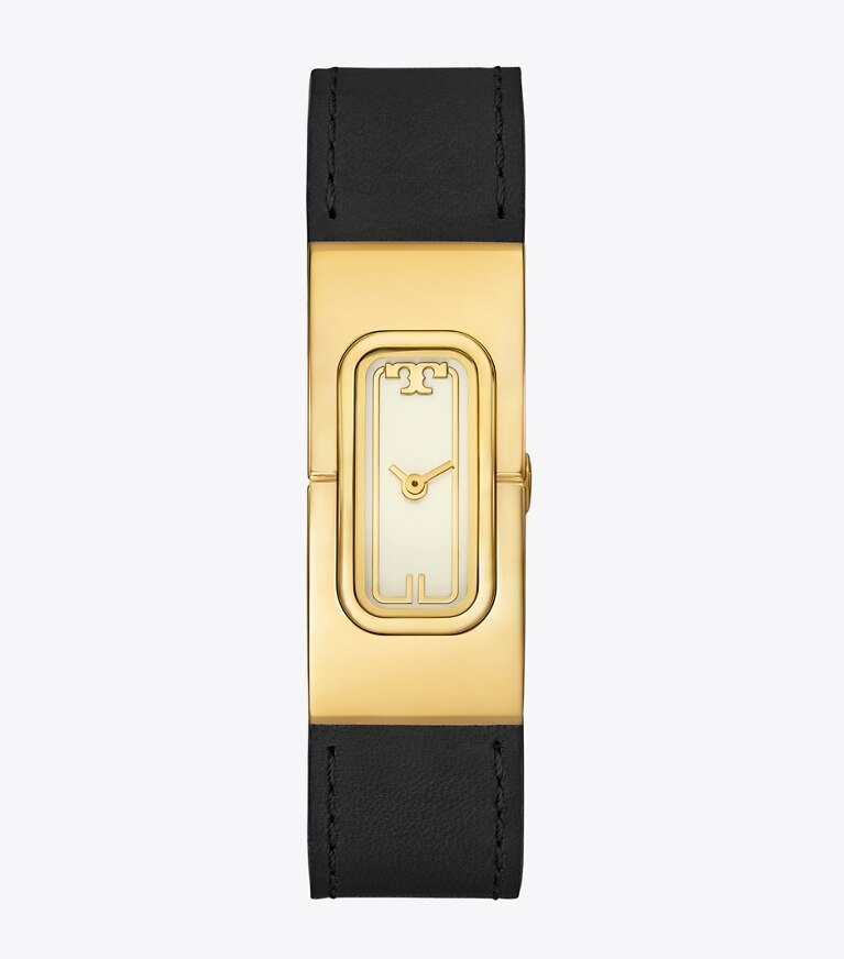 Tory Burch designer armbanduhren T Watch in BLACK/LUGGAGE front