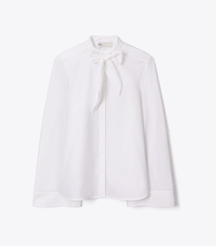 Tory Burch diseñador tops Túnica de algodón con lazo en White frente
